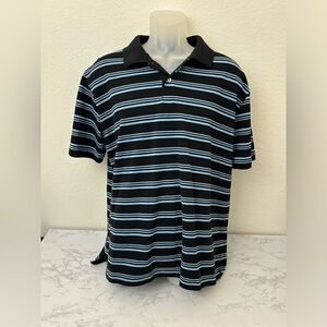 Highland Outfitters Short Sleeve Polo Shirt Blue Striped Men XL Collared​​